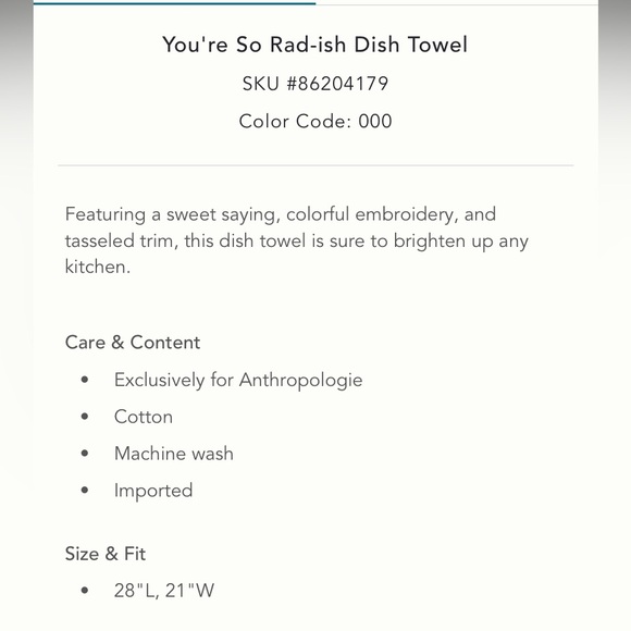 NWT Anthropologie dish towel - Picture 3 of 6